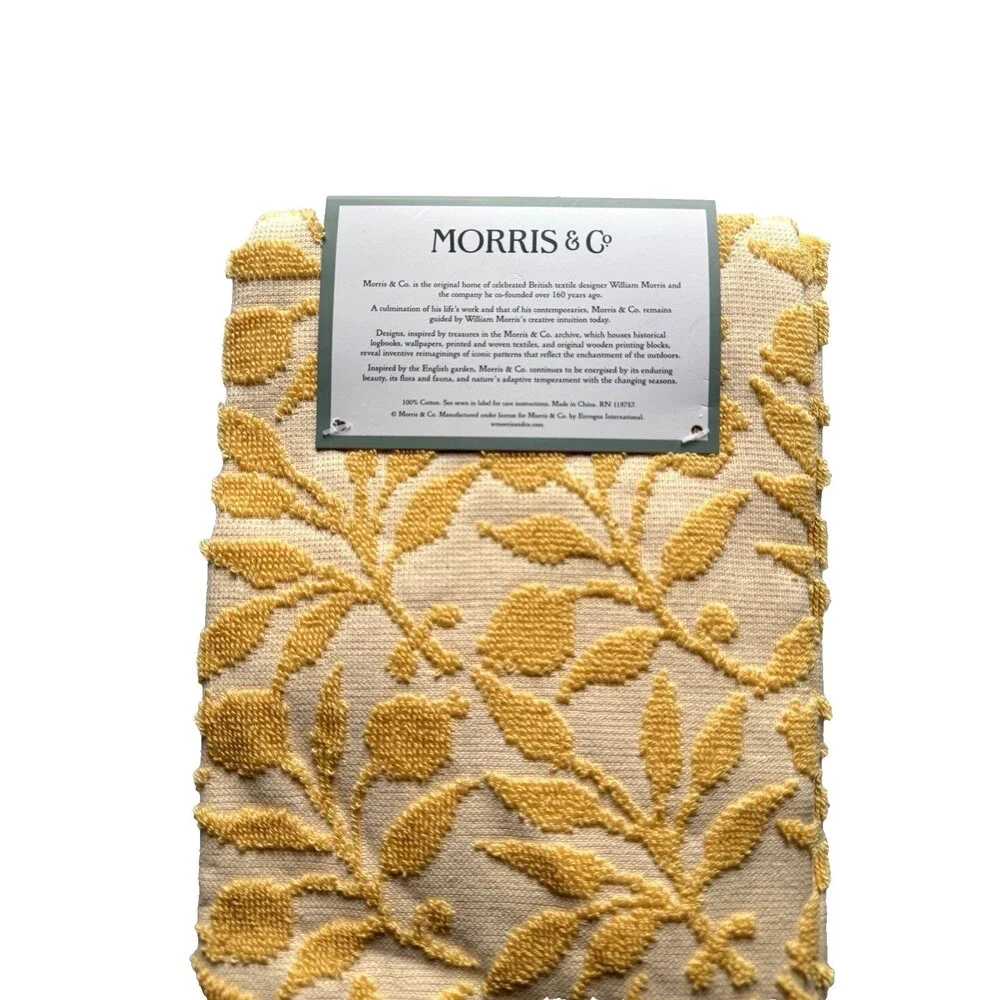 Morris & Co Rosehip Kitchen Dish Towels 100% Cotton Set of 2 Textured Yellow